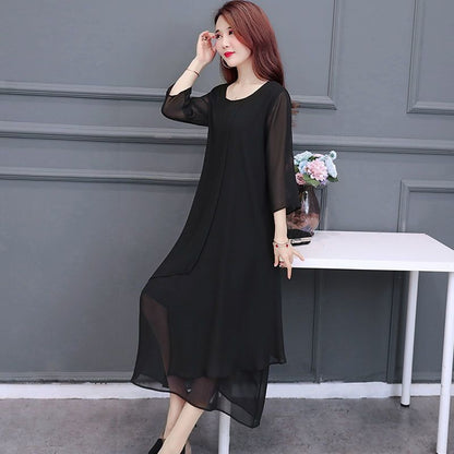 Plus Size Women's Clothing Mom Summer Clothes Dress Women's Fat