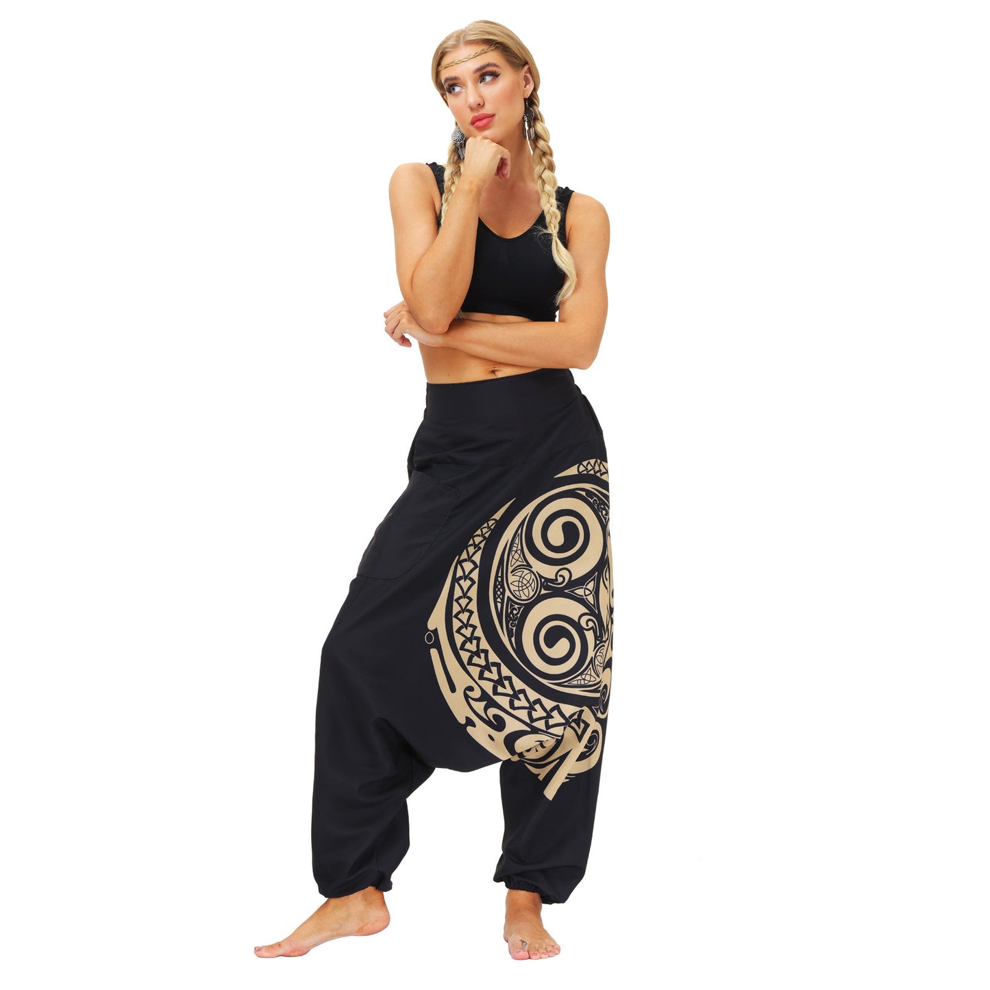 Women And Men Drop Bottom Elastic Waist Loose Fit Baggy Gypsy