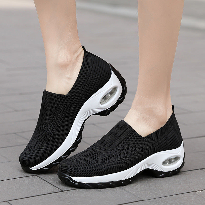 Mesh Sports Shoes Breathable Slip On Air Cushion Sneakers Casual Thick Bottom Heightened Shoes