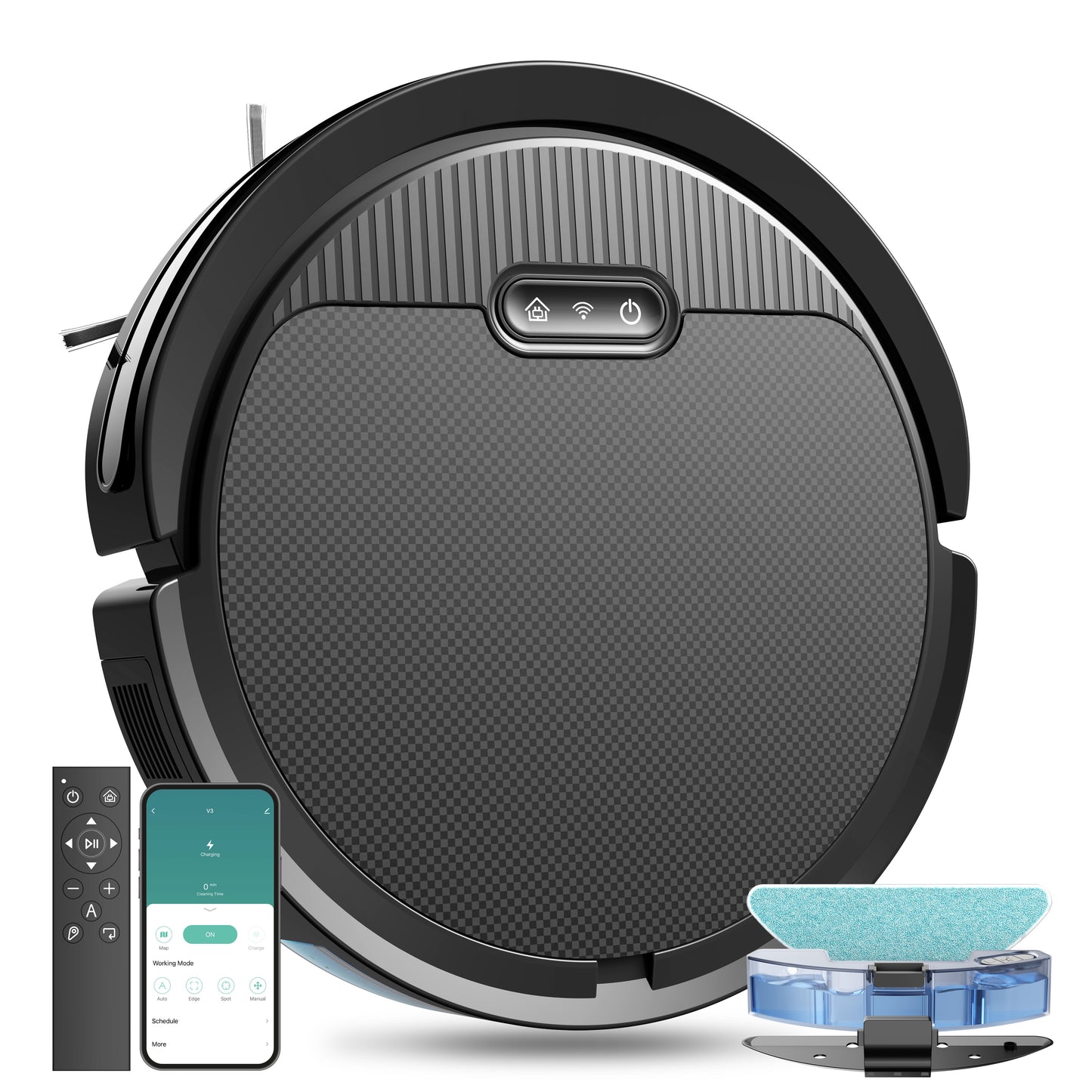 Robot Vacuum And Mop, 3 In 1 Combo Cleaner For Home With Pet Hair And Hard Floor, 5000Pa Suction, 120 Mins Run Time,Self-Charging,Super Thin Body-US