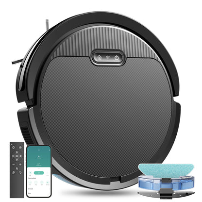 Robot Vacuum And Mop, 3 In 1 Combo Cleaner For Home With Pet Hair And Hard Floor, 5000Pa Suction, 120 Mins Run Time,Self-Charging,Super Thin Body-US
