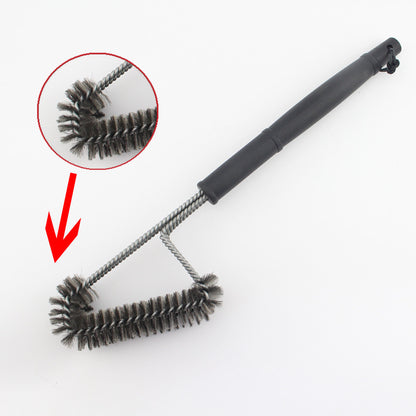 18-inch Three-head Barbecue Grill Cleaning Brush Steel Wire Oven Outdoor BBQ Tools