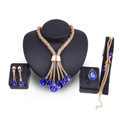 Necklace Earrings Jewellery Set Four-piece Gilded