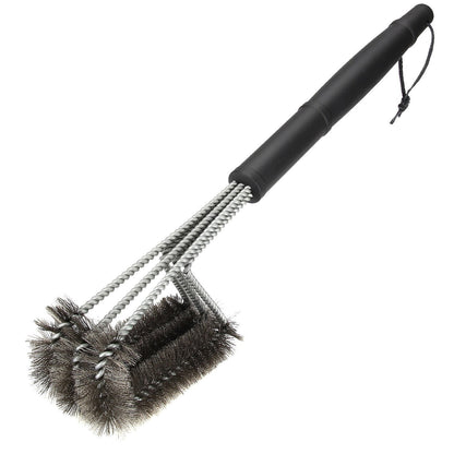 18-inch Three-head Barbecue Grill Cleaning Brush Steel Wire Oven Outdoor BBQ Tools