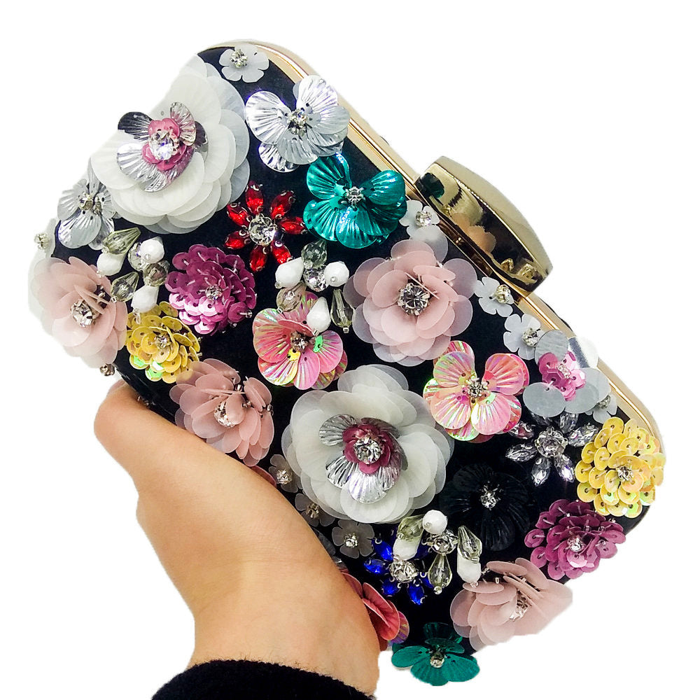 Flower Beaded Banquet Bag Party Clutch Original-Money Guarantee by Amafhha.Shop
