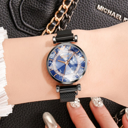 Magnet buckle and diamond jewellery watch