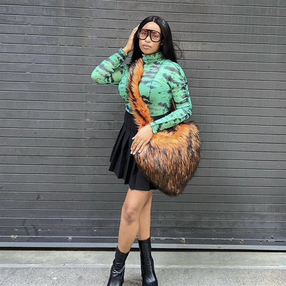 Winter Fleece Shoulder Bags Women Heart Shape Cross body Bag Plush Large Capacity Love Bag