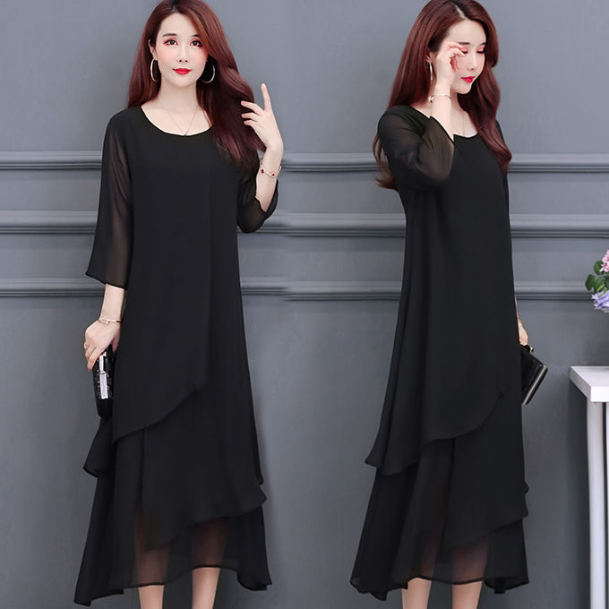 Plus Size Women's Clothing Mom Summer Clothes Dress Women's Fat