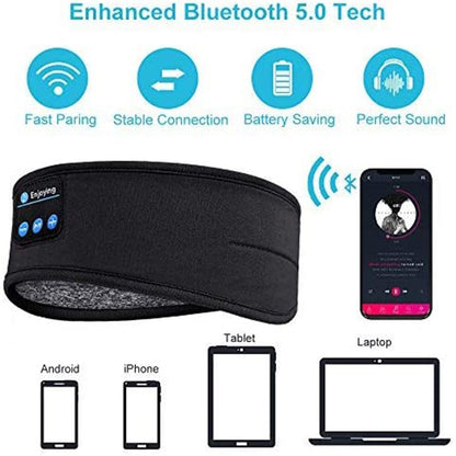 Casque de sommeil sans fil Bluetooth Bandeau mince doux élastique confortable écouteurs de musique masque pour les yeux pour dormeur latéral Sports