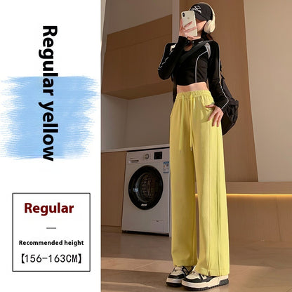 High Waist Long Thin Straight Loose Leisure Sports Sweatpants