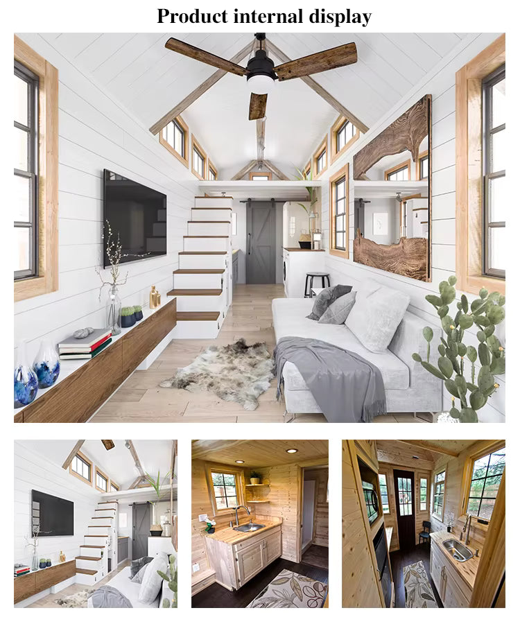 Modren-Luxury & Strong Tiny House On Wheels Shipping Container Homes Movable Prefabricated Green Modular Wheels Tiny Trailer House