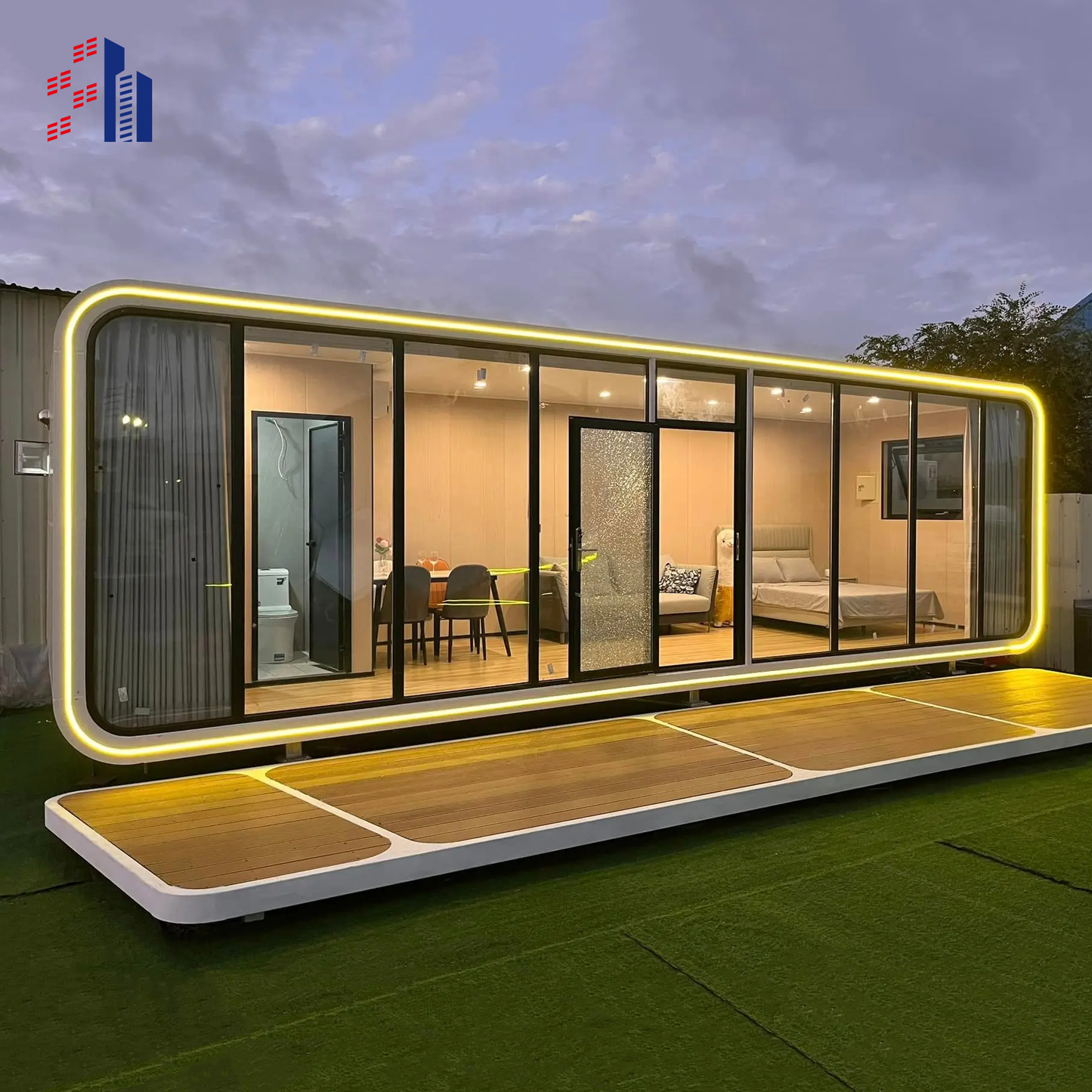 Modern Design Prefab Living Luxury Fashion Garden Pod Modular Extendable Container Homes Apple Cabin With Terrace