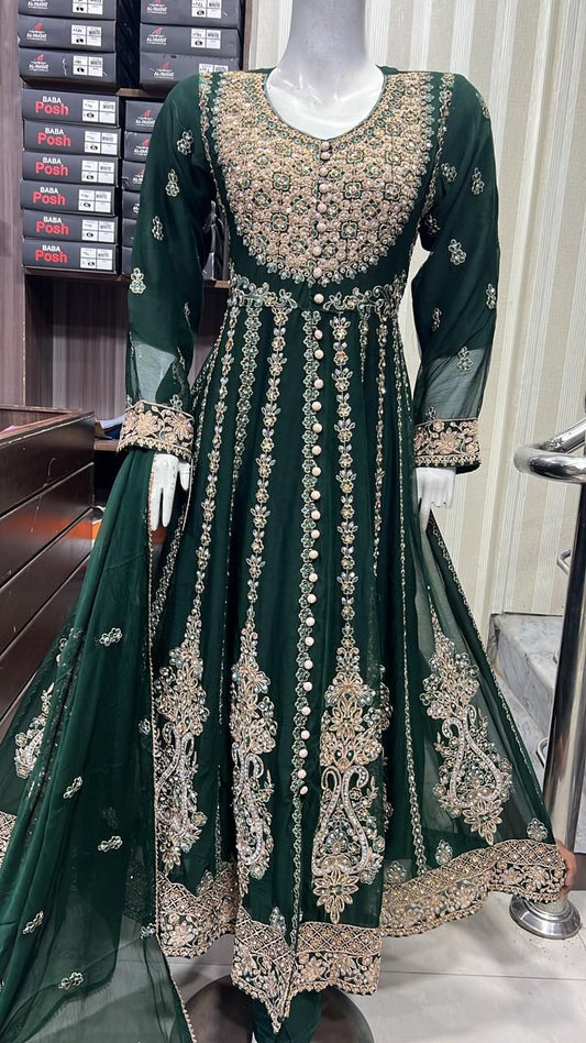 Beautiful Heavy Embroidered Chiffon Maxi – Luxury Wedding Collection (Size S–XL)”