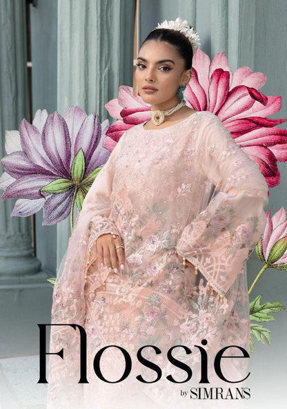Flossie By Simran’s – 3 Piece Chiffon Embroidered Suit | Sizes S–2XL