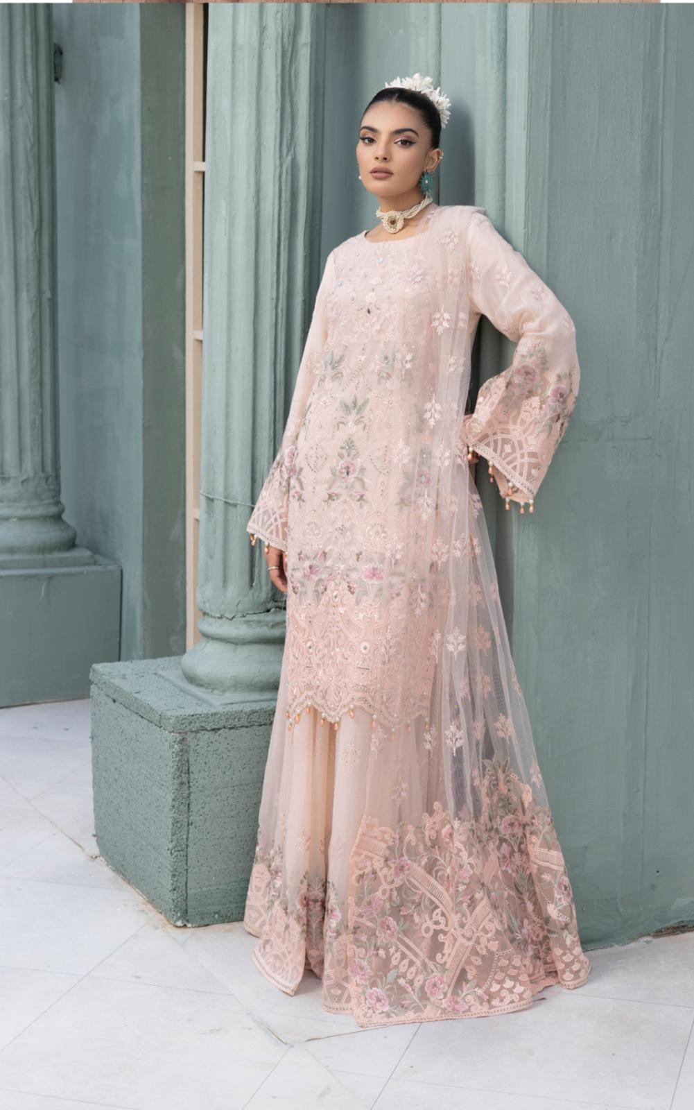 Flossie By Simran’s – 3 Piece Chiffon Embroidered Suit | Sizes S–2XL