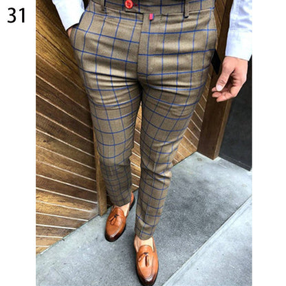 Printed Men's Slim Fit Fashion Casual Suit Pants Length