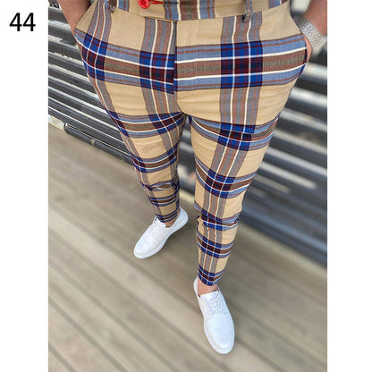 Printed Men's Slim Fit Fashion Casual Suit Pants Length