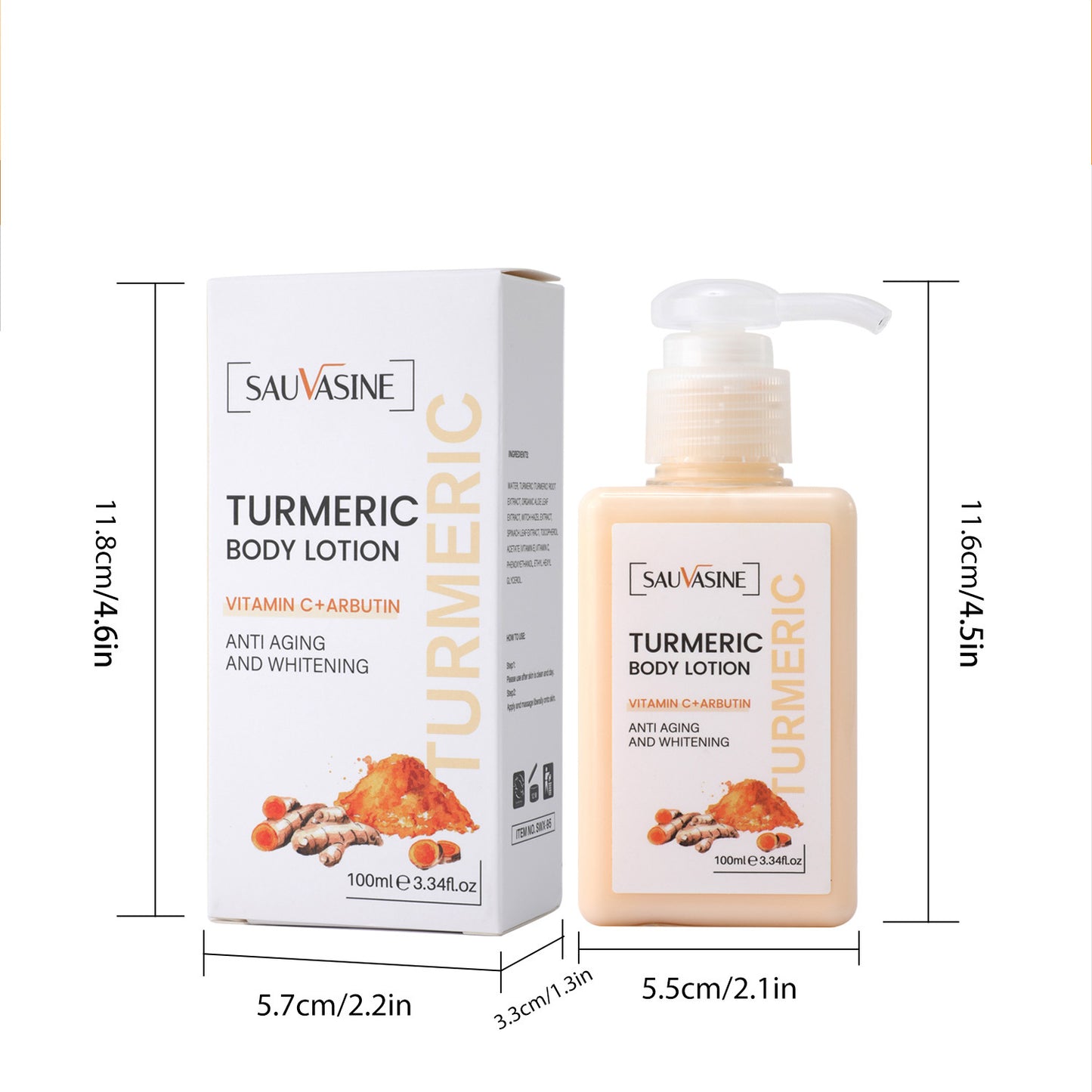 Cross-border Spot SAUVASINE Turmeric Body Milk Brightens Skin Gently Brightening Source Manufacturers Wholesale Genuine