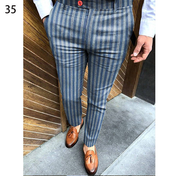 Printed Men's Slim Fit Fashion Casual Suit Pants Length