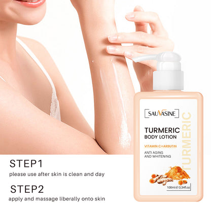 Cross-border Spot SAUVASINE Turmeric Body Milk Brightens Skin Gently Brightening Source Manufacturers Wholesale Genuine