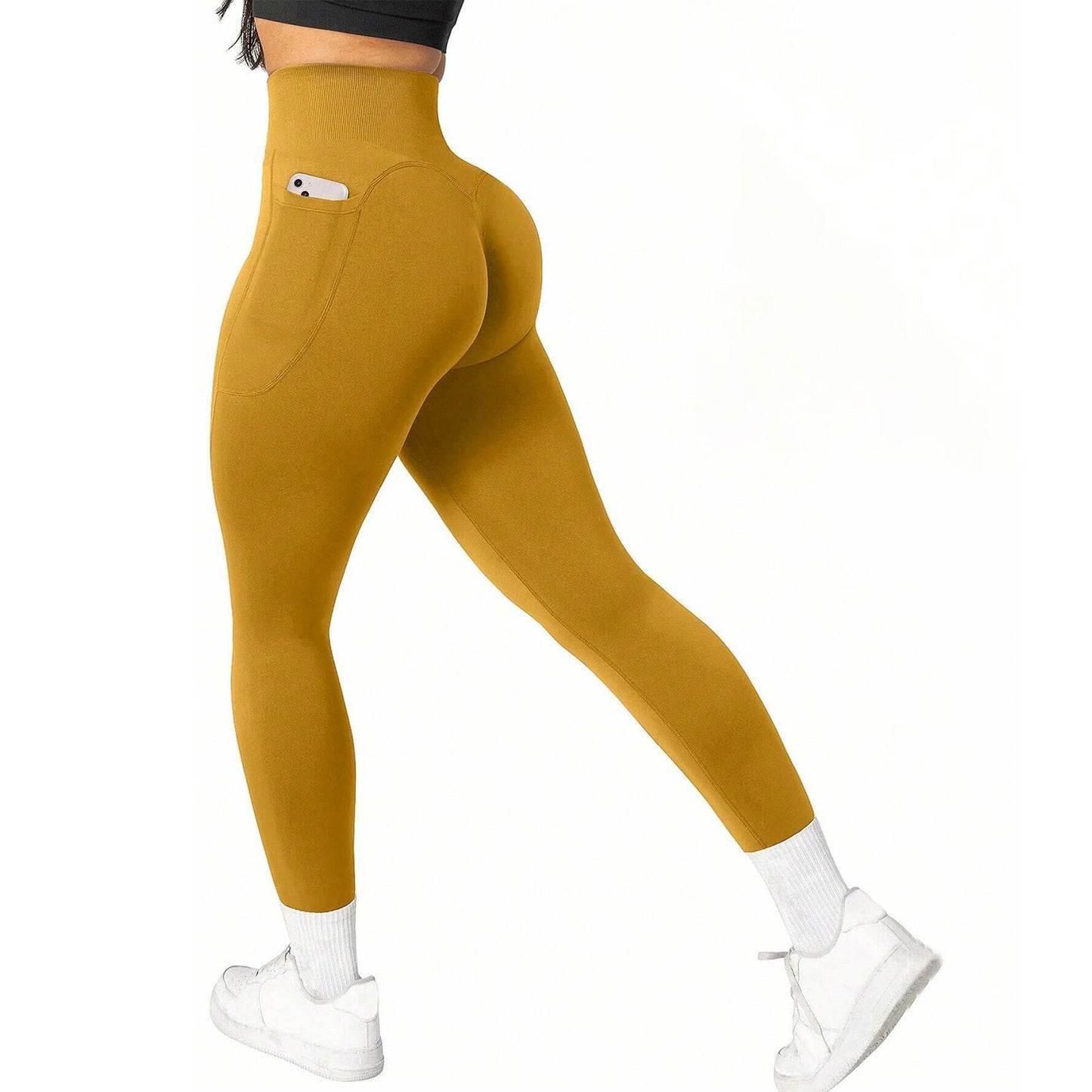 Solid Color Yoga Pants Nude Feel Hip Yoga Trousers