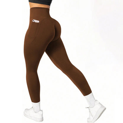 Solid Color Yoga Pants Nude Feel Hip Yoga Trousers