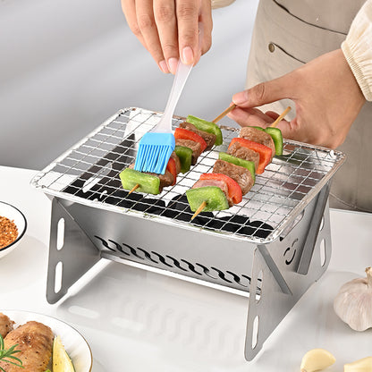 Outdoor Folding BBQ Grill Stainless Steel Convenient Card Type Firewood Mini Barbecue Grill Home