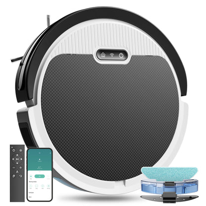 Robot Vacuum And Mop, 3 In 1 Combo Cleaner For Home With Pet Hair And Hard Floor, 5000Pa Suction, 120 Mins Run Time,Self-Charging,Super Thin Body-US