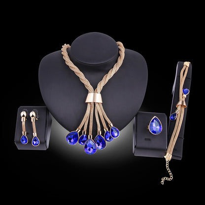 Necklace Earrings Jewellery Set Four-piece Gilded