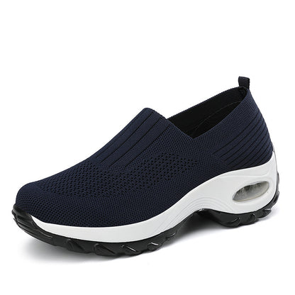 Mesh Sports Shoes Breathable Slip On Air Cushion Sneakers Casual Thick Bottom Heightened Shoes