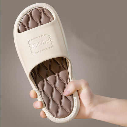 New Wave Pattern Design Slippers Indoor Fashion Two Colors House Shoes Non-slip Bathroom Slippers For Women Men