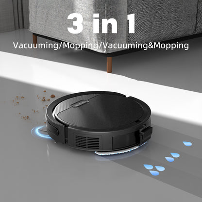 Robot Vacuum And Mop, 3 In 1 Combo Cleaner For Home With Pet Hair And Hard Floor, 5000Pa Suction, 120 Mins Run Time,Self-Charging,Super Thin Body-US