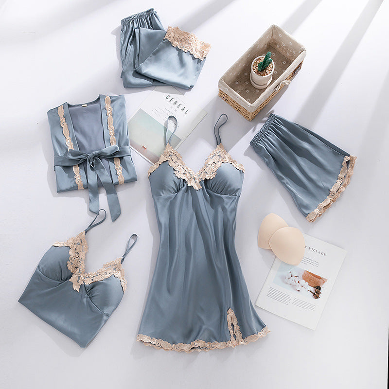 Ice Silk Five Piece Sleeping Dress