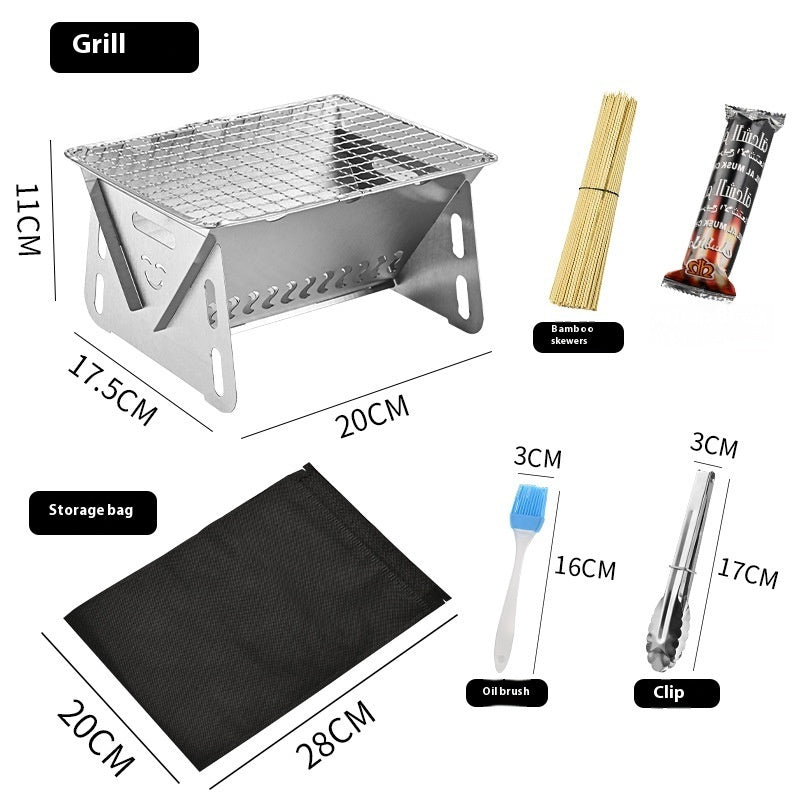 Outdoor Folding BBQ Grill Stainless Steel Convenient Card Type Firewood Mini Barbecue Grill Home