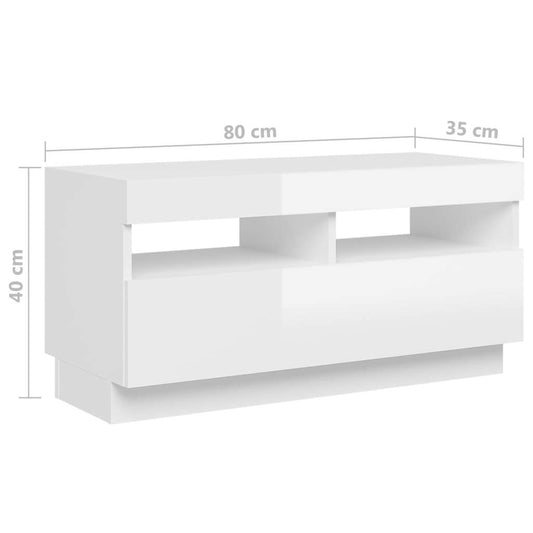 VidaXL TV Cabinet with LED Lights High Gloss White 260x35x40 cm