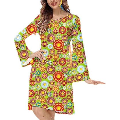 Robe pour femme à imprimé hippie vintage