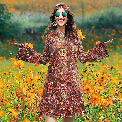 Robe pour femme à imprimé hippie vintage