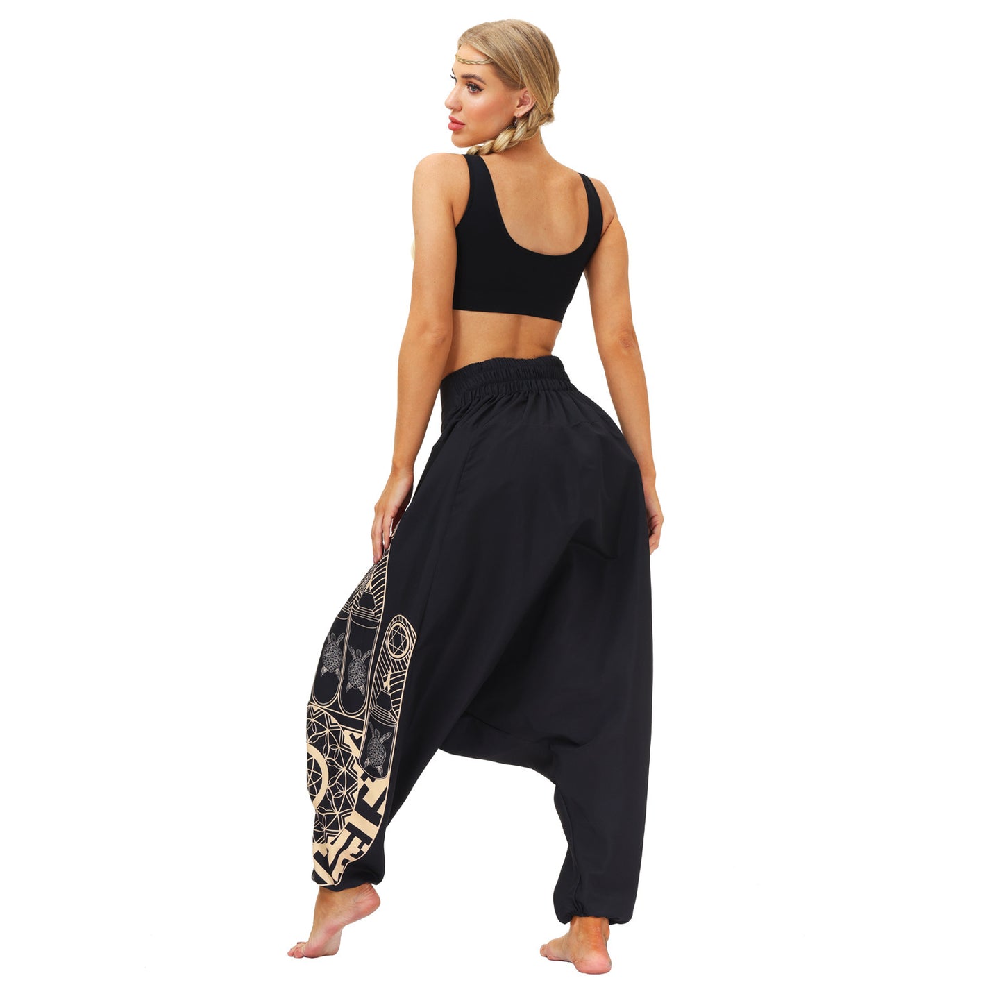 Women And Men Drop Bottom Elastic Waist Loose Fit Baggy Gypsy