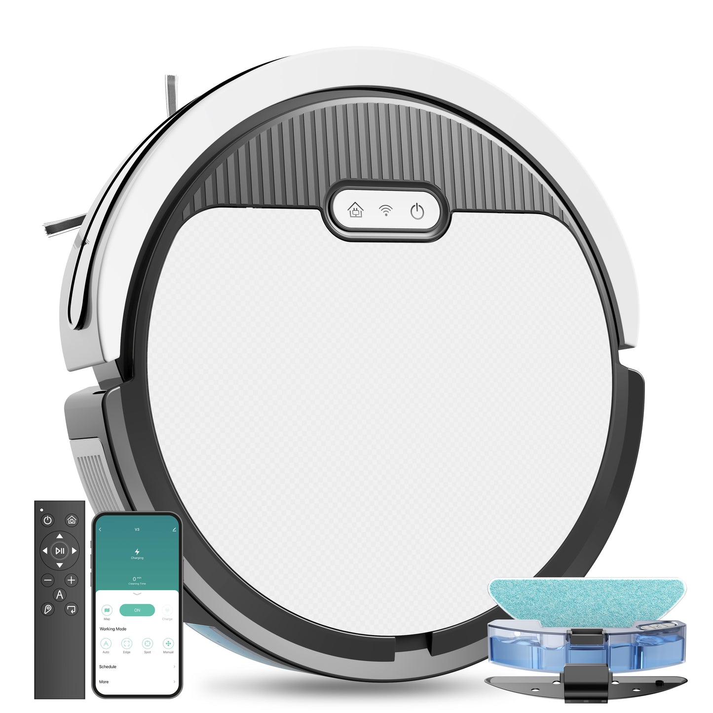 Robot Vacuum And Mop, 3 In 1 Combo Cleaner For Home With Pet Hair And Hard Floor, 5000Pa Suction, 120 Mins Run Time,Self-Charging,Super Thin Body-US
