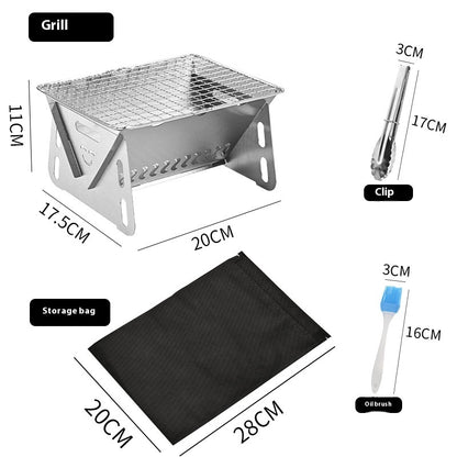 Outdoor Folding BBQ Grill Stainless Steel Convenient Card Type Firewood Mini Barbecue Grill Home