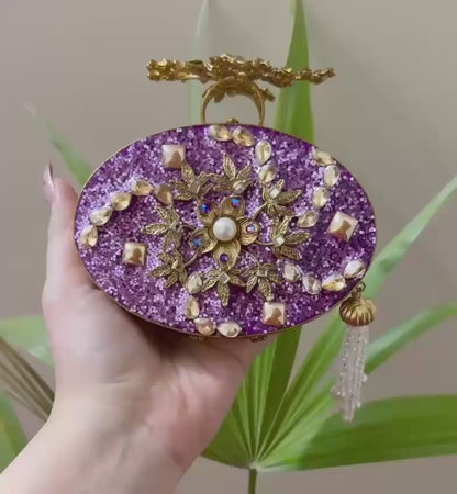 Turkish Handmade Crystal Clutch Bag for Women – Elegant Evening Purse with Tassel, Gift-Ready Luxury Bag for Weddings &amp; Parties