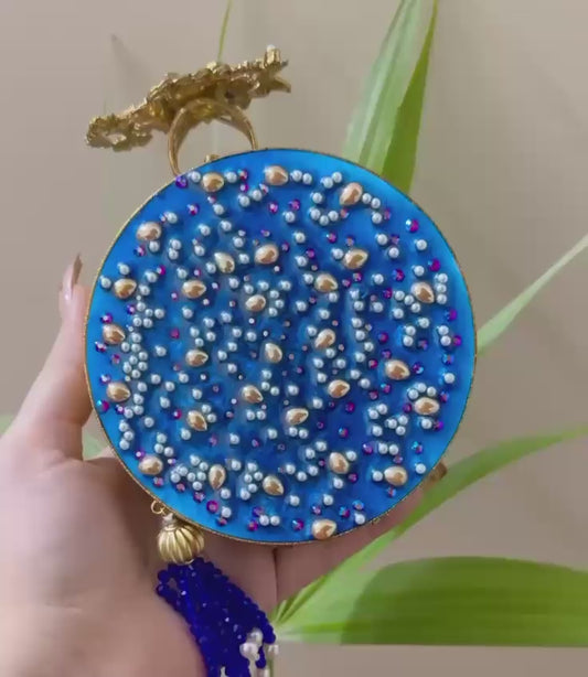 Turkish Handmade Crystal Clutch | Women’s Luxury Evening Bag with Tassel | Perfect for Weddings & Gifts