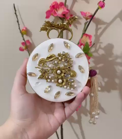 Authentic Turkish Craftsmanship for Women-Compact & Functional-Elegant Evening Purse with Beaded Tassel | Luxury Gift-Ready Bag for Weddings, Parties & Events,