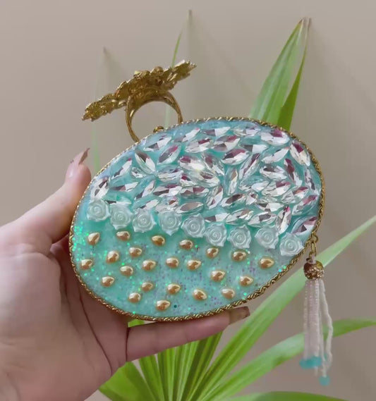 Authentic Turkish Craftsmanship for Women-Compact & Functional-Elegant Evening Purse with Beaded Tassel | Luxury Gift-Ready Bag for Weddings, Parties & Events