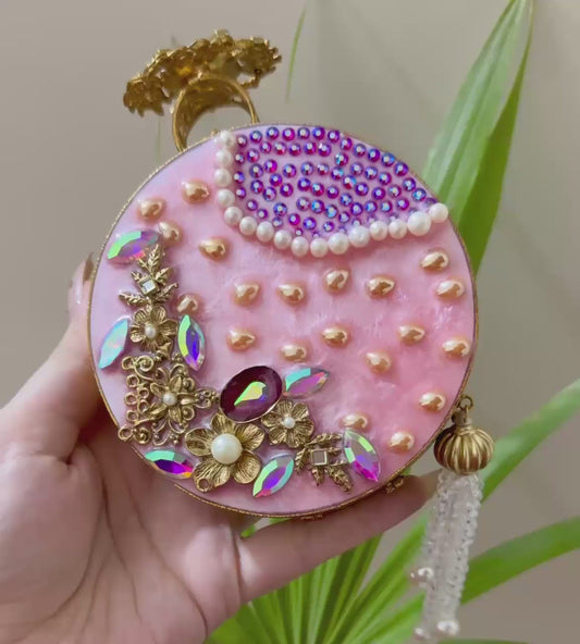 Turkish Handmade Women’s Clutch Bag – Luxury Crystal Purse with Tassel, Elegant Gift for Wedding, Evening & Special Events