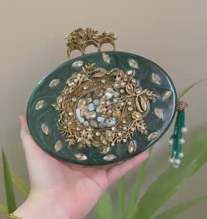 Turkish Handmade Crystal Clutch Bag for Women – Elegant Evening Purse with Beaded Tassel | Luxury Gift-Ready Bag for Weddings, Parties & Events